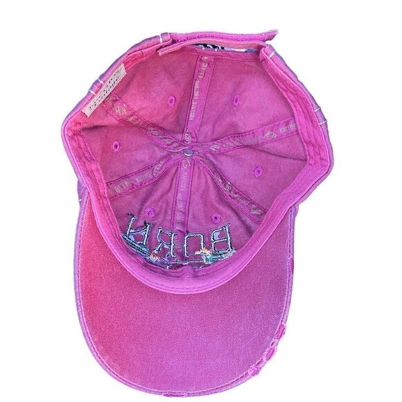 PINK Born Free Women's Distressed Baseball Cap Adjustable Arrow Back - Picture 4 of 5